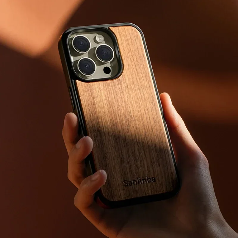 

Walnut Wood Phone Case for Apple, Protective Shell Storage Box, Drop-proof Cover, Luxurious Full-wrap Case, Stylish Sleeve Sleek