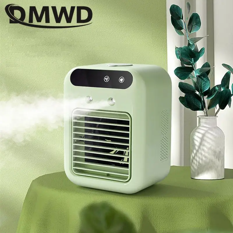 DMWD Rechargeable Mini Air Conditioner Portable Water cooling fan Humidifier Purifier Desktop Air Cooler Fan for Office Desktop