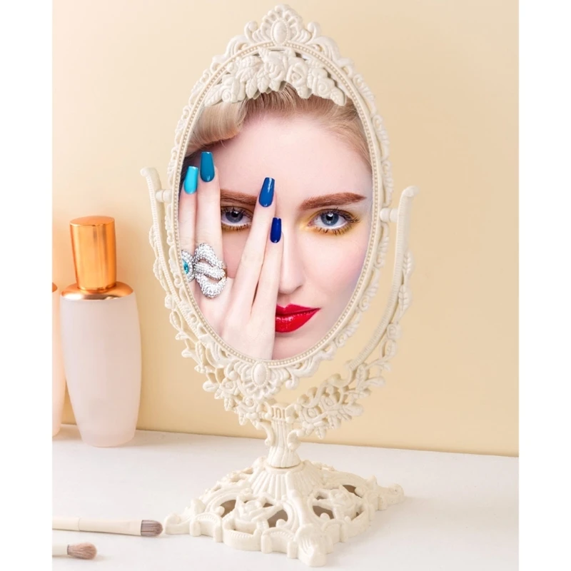 Espejo cosmético con forma ovalada, espejo Retro, espejo para mujer, envío directo