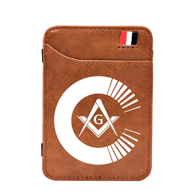 

New Freemasonry White Symbol Printing Leather Magic Wallet BE873