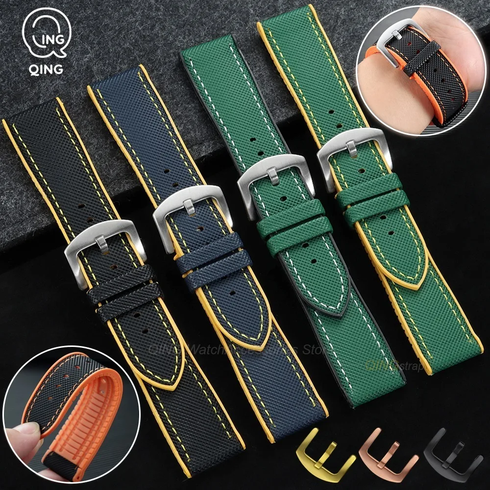 18/19/20/21/22/24mm Orange Blue Black Watchbands Nylon Sailcloth Sailcloth Strap Universal Outdoor Waterproof Bracelet Wristbelt
