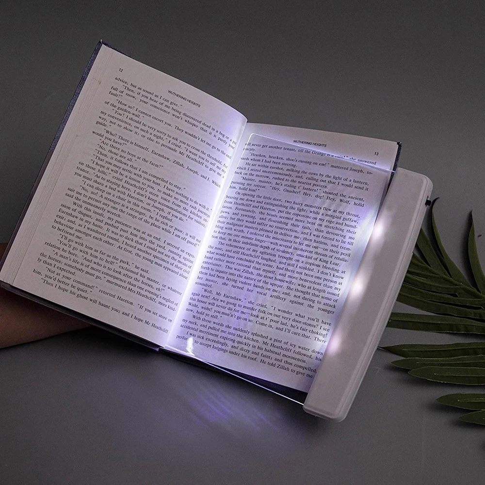 

Flat Book Light for Reading in Bed at Night Clear LED Book Full Page Light Illuminator Panel Plate Lamp Board Wireless