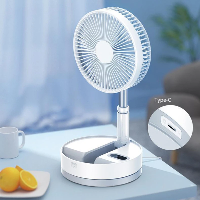 P10 Telescopic Folding Fan Rechargeable with Night Light Summer Student Wireless Remote Control Desktop Table Floor Stand Fan