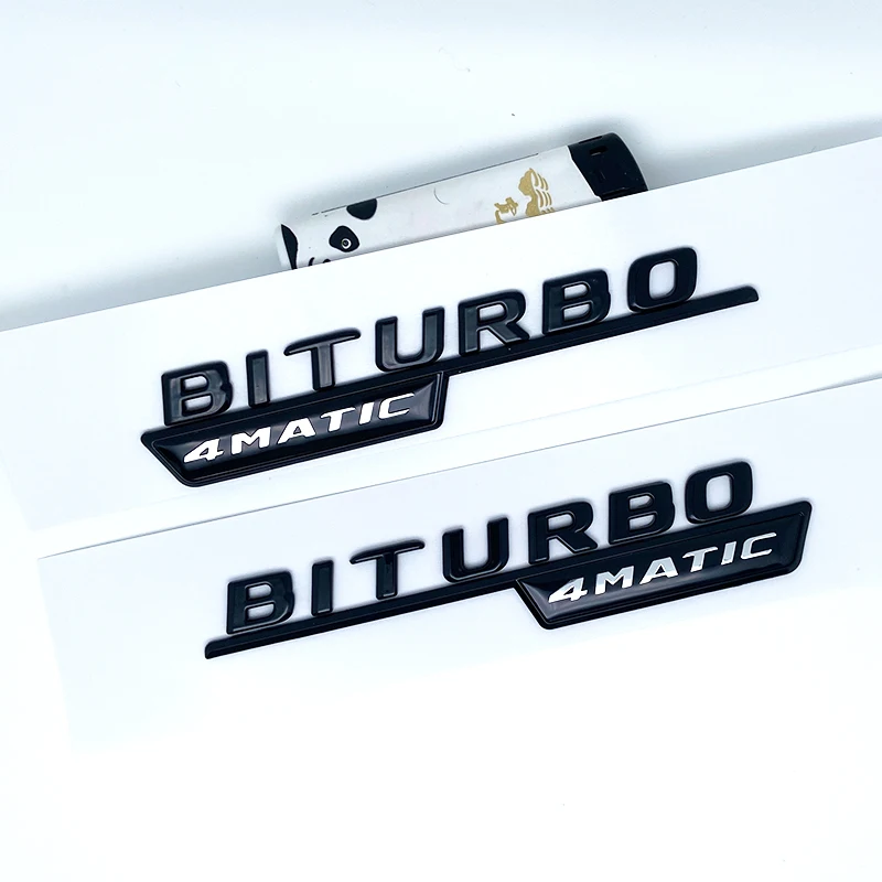 Biturbo-emblema para guardabarros de coche, 2 piezas, 4matic, insignia, pegatina para C43, E43, GLE43, GLC43, accesorios