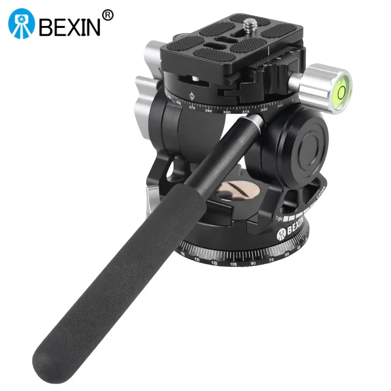 BEXIN Hydraulic Damping Tripod Head Auto Rebound Dual Panoramic Camera Head for Camera Photography Max 8kg Load Video Tripod