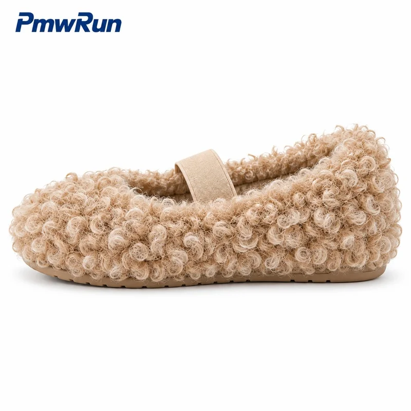 Faux Fur Winter Cotton Shoes For Girls Ankle Length Thick Warm Plush Footwear Anti-slippery Princess Children's Warm Shoes