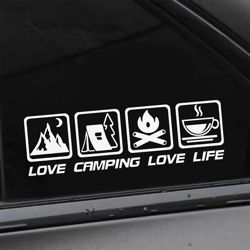 Наклейки для автомобиля CANPING LOVE LIFE, наклейки для кемпинга, костра, приключения, украшения кузова мотоцикла, наклейки для кофе, водонепроницаемые
