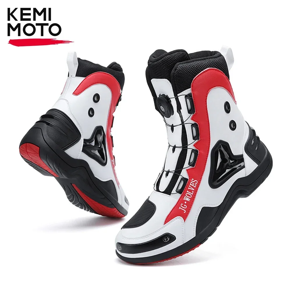 

Motorcycle Men Boots Racing Shoes Riding Breathable Soft Boots Durable Off-road Motorbike Rubber Anti-kick protection Black TPU