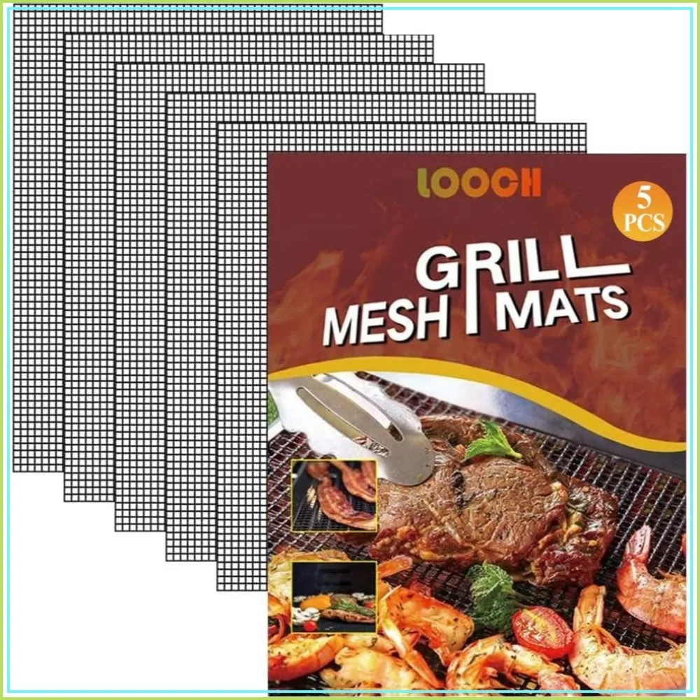 

Heavy Duty BBQ Mesh Grill Mats Set of 5 - Nonstick, Reusable & Easy to Clean for Gas, Charcoal, Electric Grills - 15.75 x 13 Inch