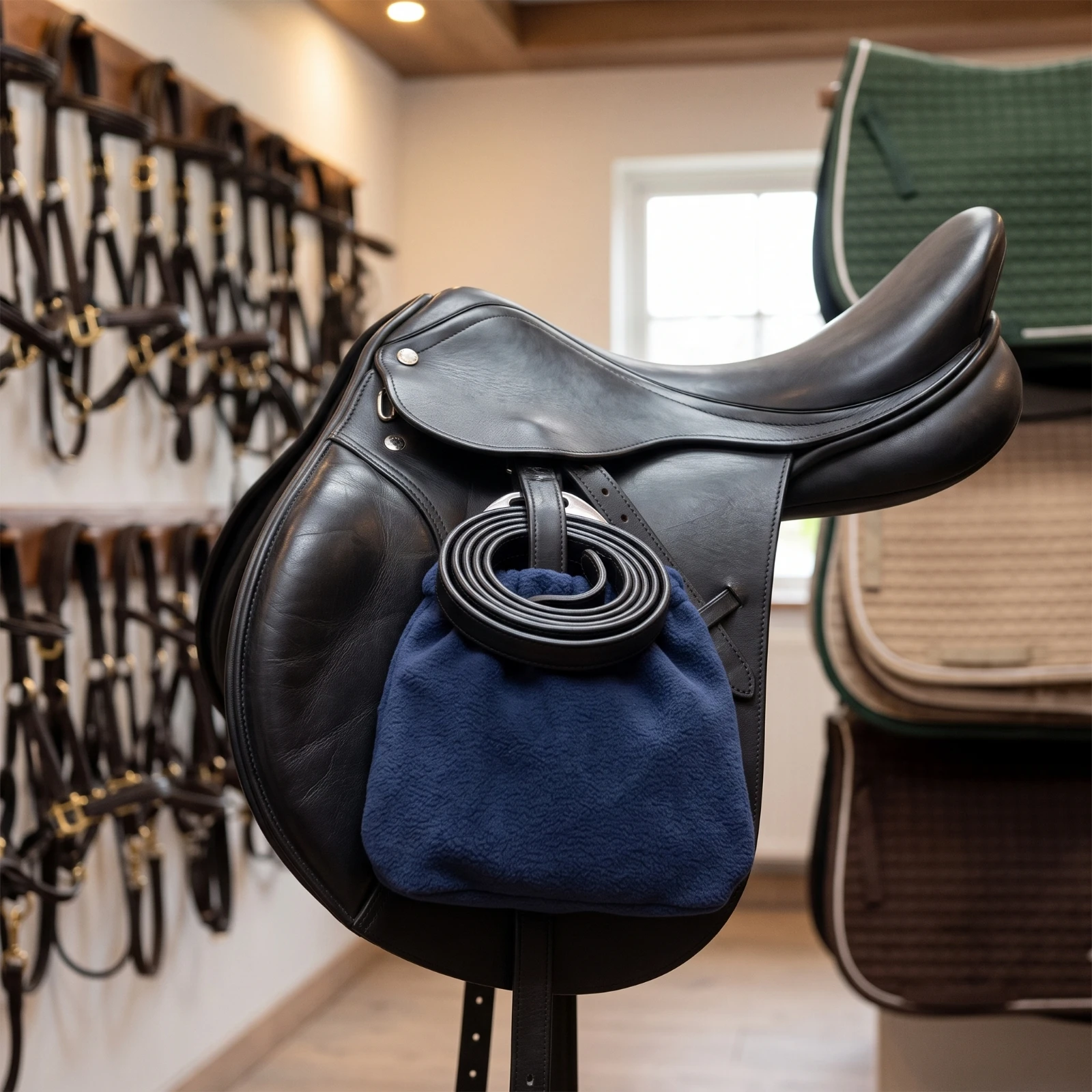 ドローストリング付きフリース製鐙袋、乗馬者向けの柔らかい保護具、鞍の保管、馬具室用