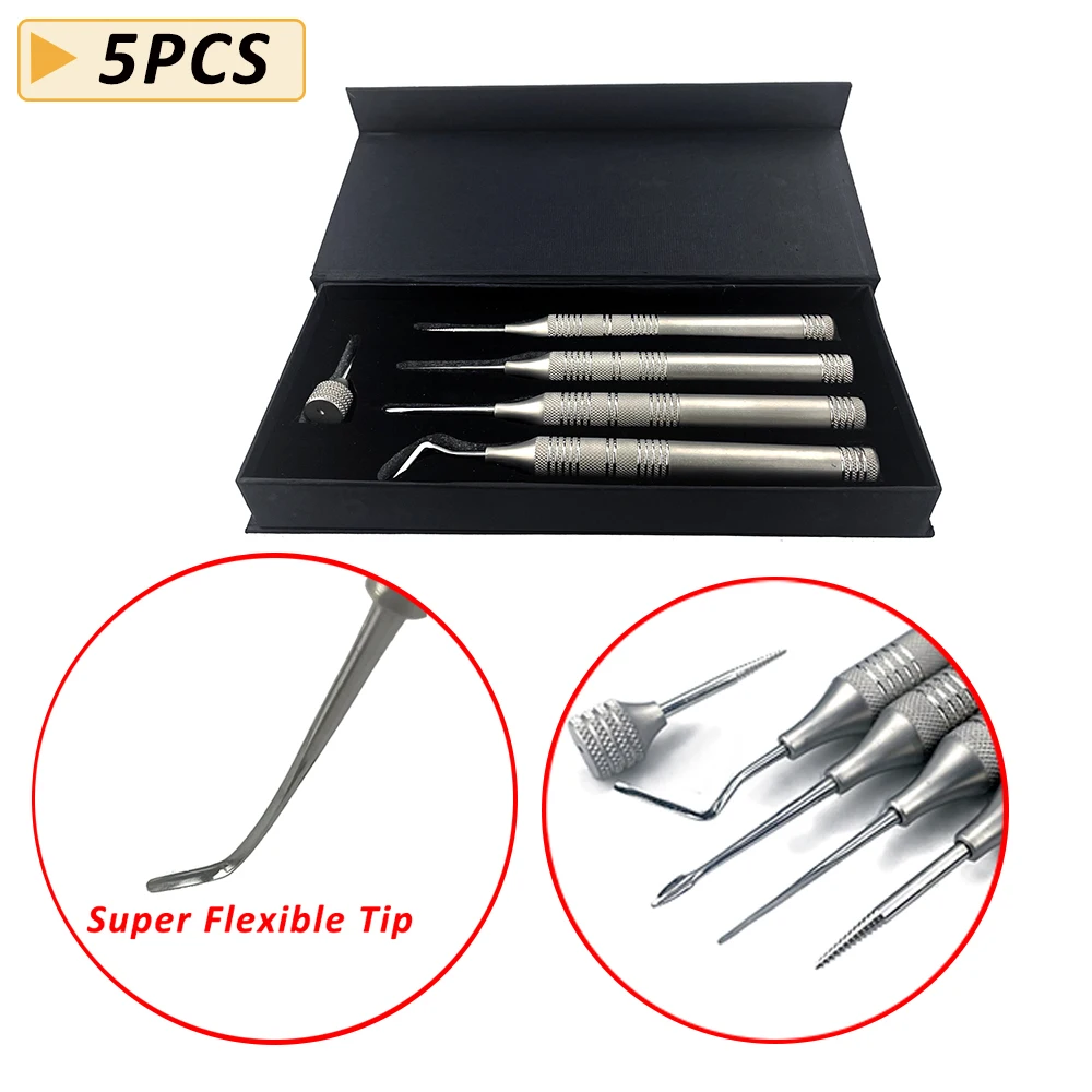 

5Pcs Dental Tooth Extraction Titanium Tip Flex Periotome Tooth Extraction Elevator Niti Flexible Periodontal Instruments Tool