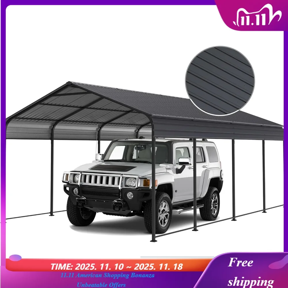 

Карпорт с крышей из оцинкованной стали, сверхпрочный металлический навес для багажа, автомобильный укрытие для гаража для пикапа, лодки