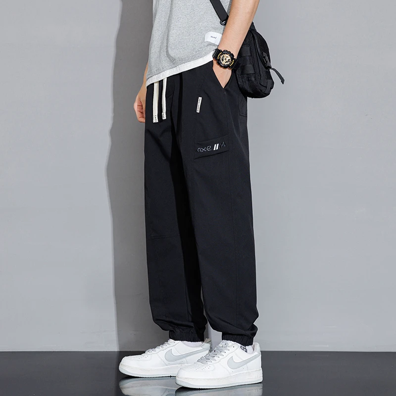 2024 New Design High Quality Streetwear American Men's Casual Pants Elastic Waist Straight Wide Leg Trousers