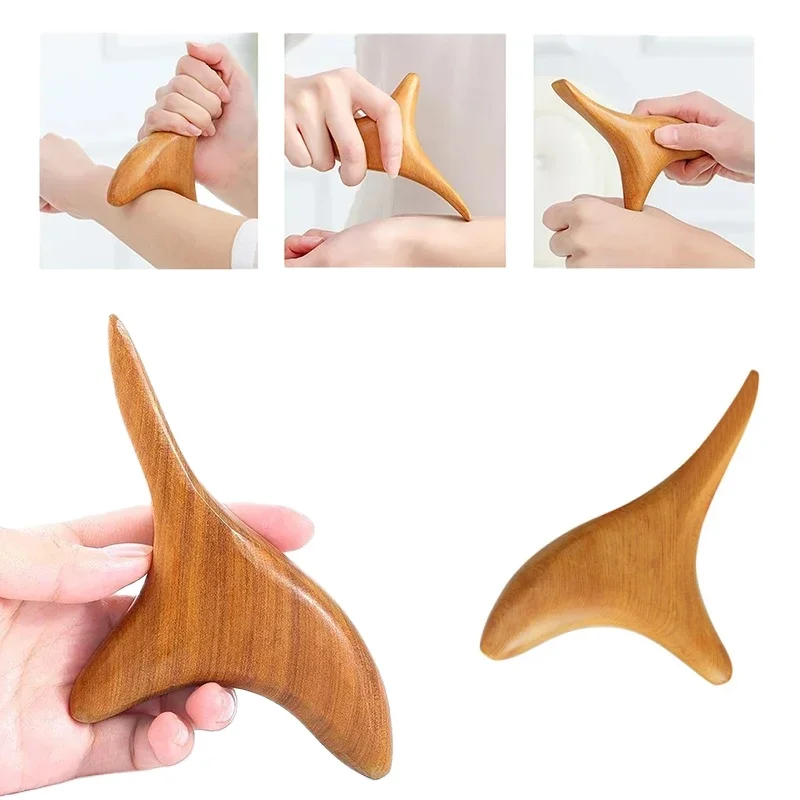 

1pc Wooden Triangle Massager Handheld Acupoint Pressing Tool Foot Gua Sha Board Relaxation Muscle Portable Full Body Massage