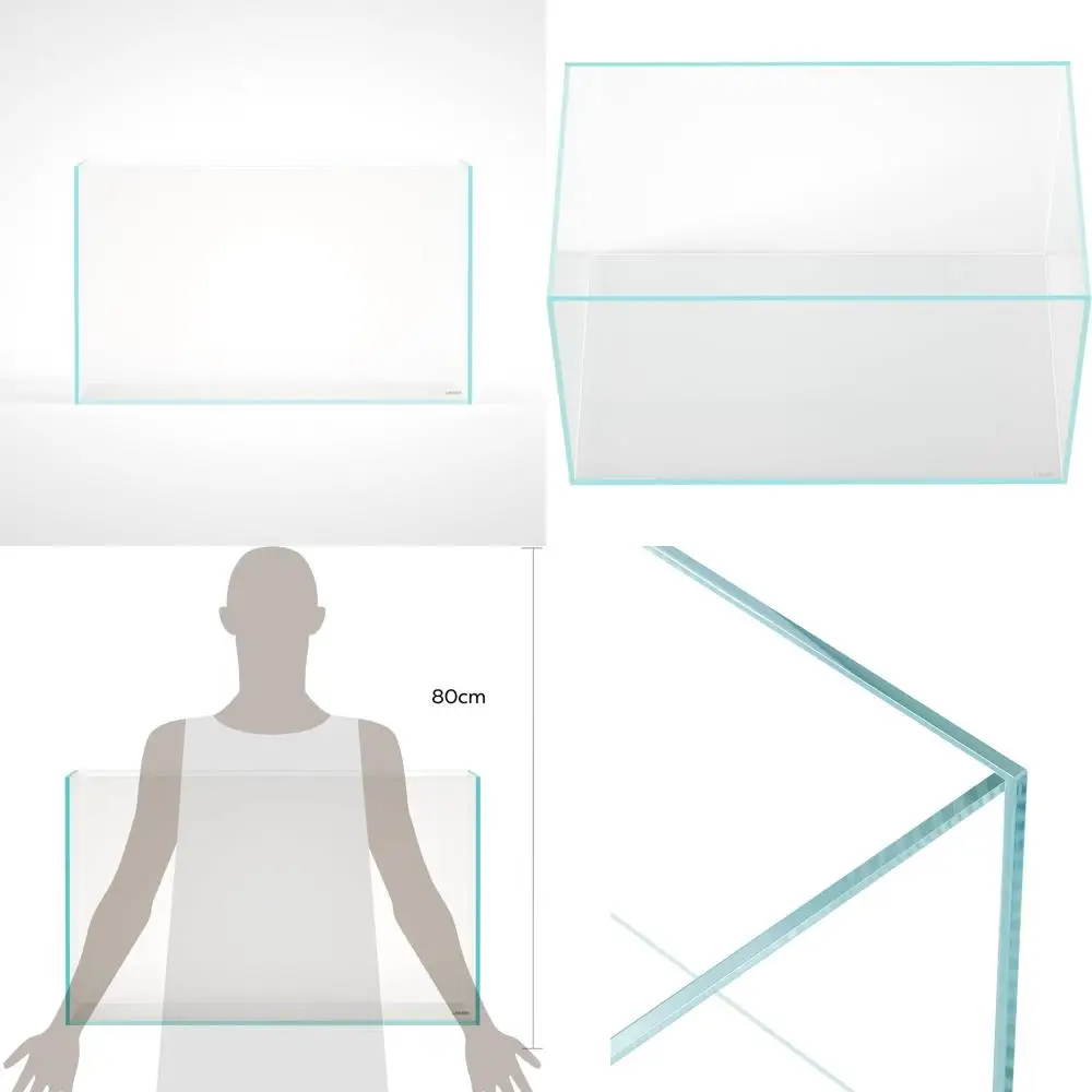 

75H 37 Gallon Rimless Low Iron Aquarium Tank, 29.5x17.7x17.7 inches (75x45x45 cm), 8mm Thick with Black Nano Foam Leveling