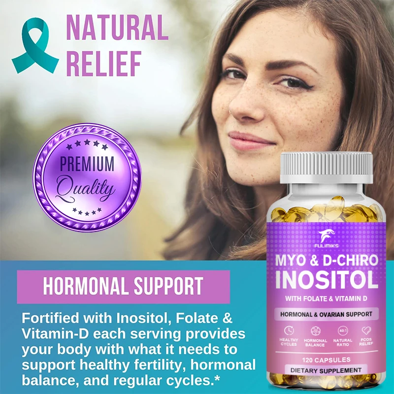 Myo-Inositol Capsules, 120 Vegan Capsules, Ideal Dosage for 40:1 Ratio, Hormone Balance & Healthy Ovarian Function Support