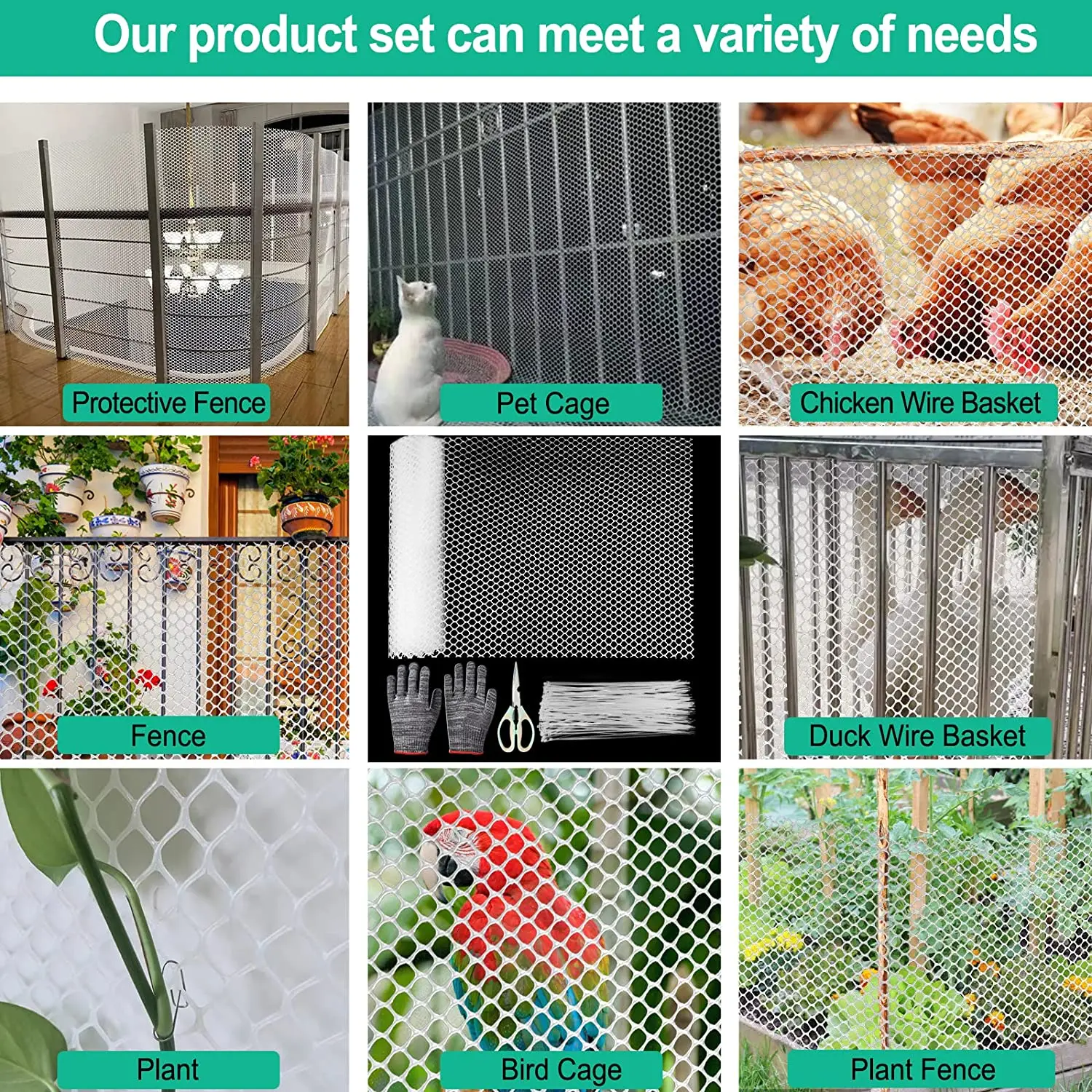 Garden Fence Net Multiple PurposePlastic Mesh for Use in Aquatic Products Poultry Breeding Sericulture Balcony Protection