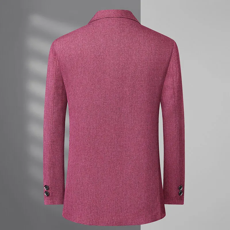 عالية الجودة الربيع الصيف الحماية من الشمس الحلل الرجال الكتان تنفس الأعمال رداء غير رسمية معاطف الذكور الصلبة السترة أبلى #2