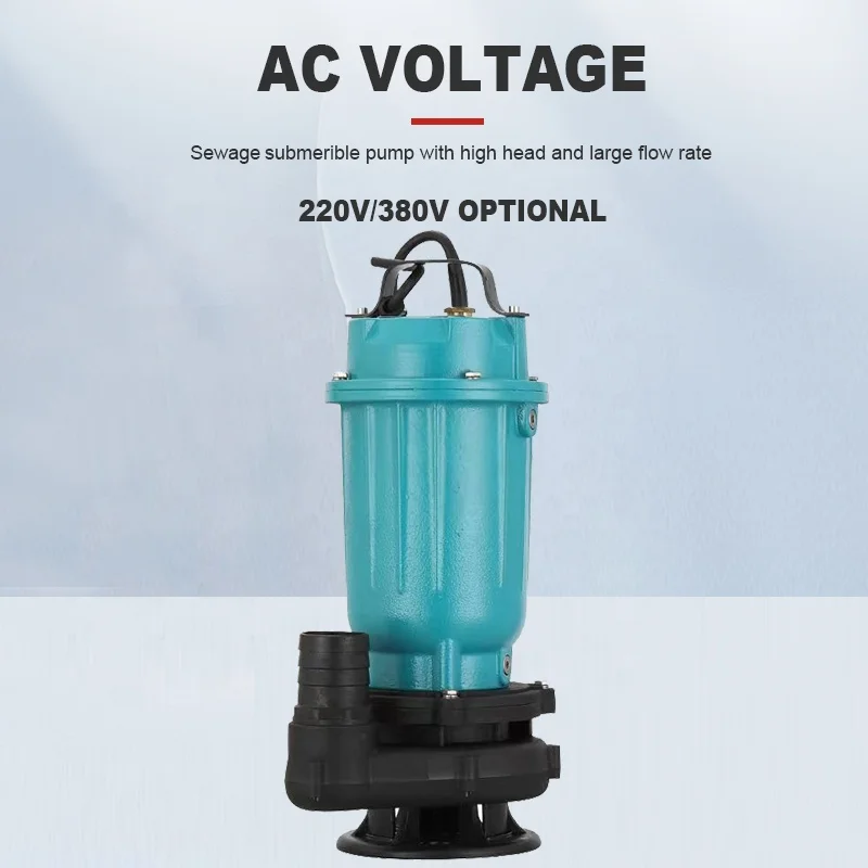 Sewage pump 220v 1100w high lift large flow cast iron nylon  resistant agricultural industrial sewage pump