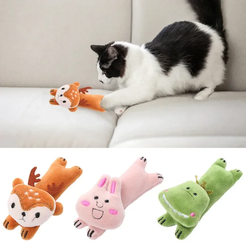 Cute Animal Shape Cat Toys Funny Interactive Plush Cat Toy Mini Teeth Grinding Catnip Toys Kitten Chewing Toy Pets Accessories