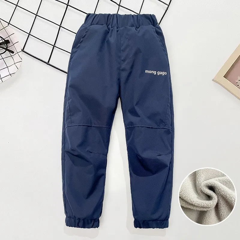 Winter Kids Down Pants Autumn Girls Thicken Trousers Teen Boys Fleece Padded Warm Windproof Ski Pants for 3-14 Years Child Clot
