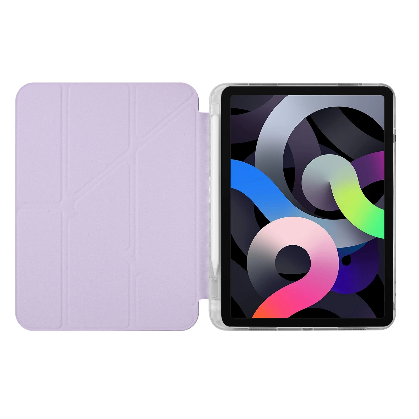 For iPad 10.9 (2022) Case Origami Stand Wallet PU Leather Smart Tablet Cover with Pencil Slot - Purple