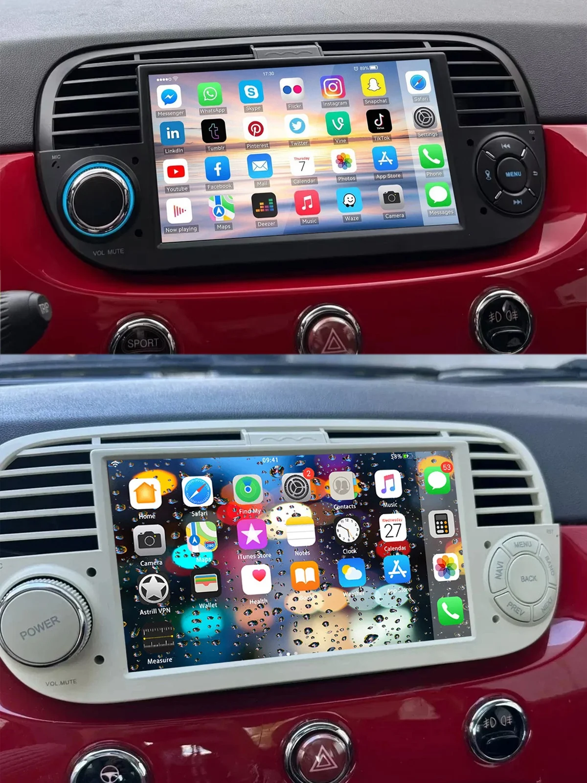 ESSGOO 4+64GB Android 15 Autoradio 2DIN für Fiat 500 2007-2015 7 Zoll GPS-Navigation Carplay Hochleistungs-CPU Bluetooth WIFI RDS SWC FM DAB Auto-Multimedia-Player