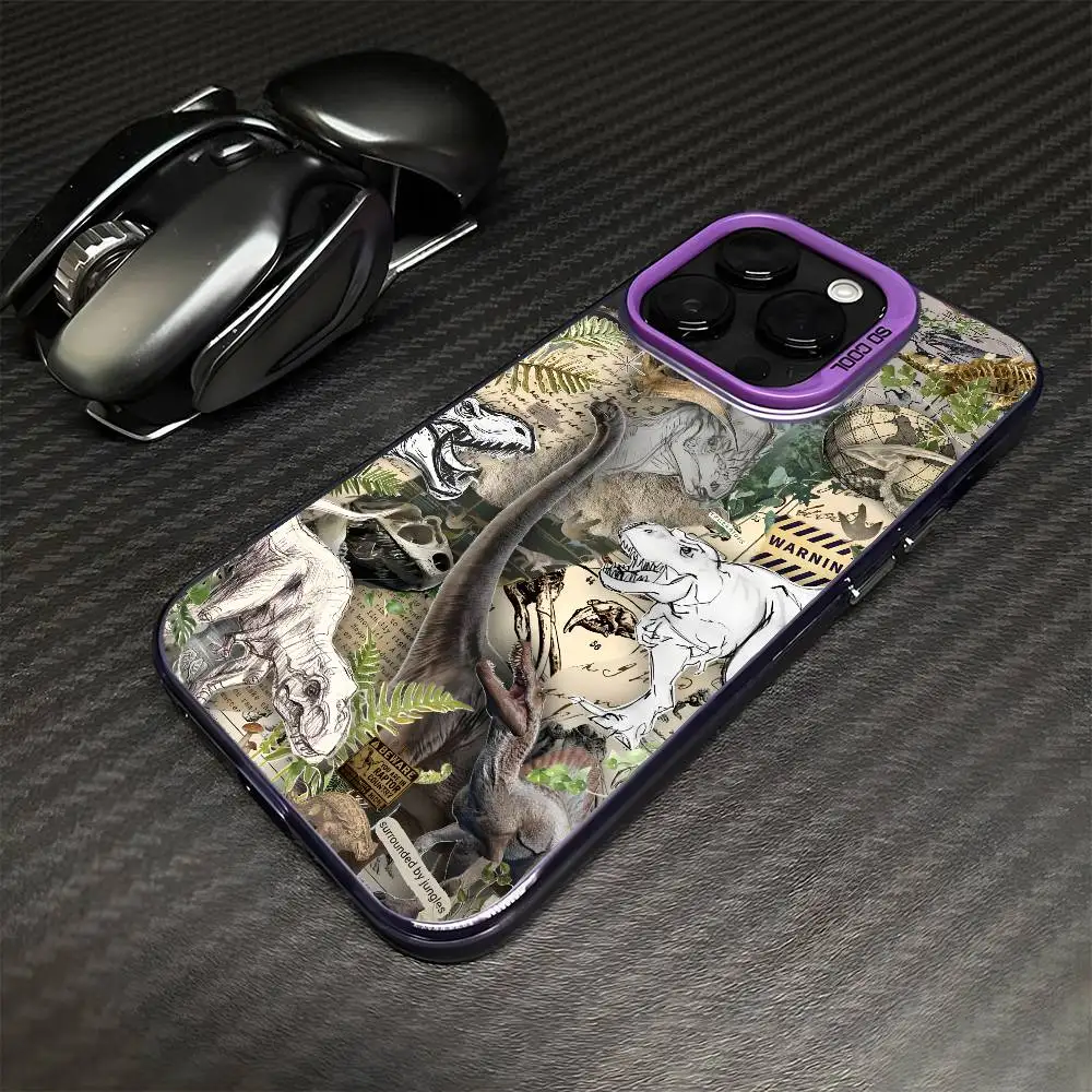 Dinosaur fashion cool pattern design Phone Case For iPhone17,16,15,14,13,12,11 Plus,Pro Max Purple Matte Shockproof Cover