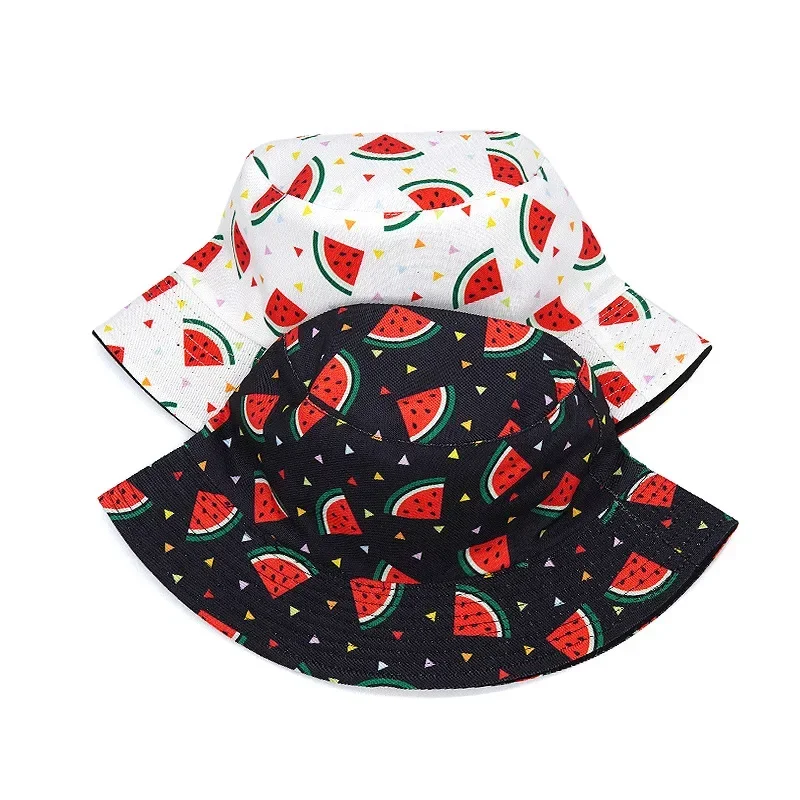 2024 Vintage Printed Fishing Hat Summer Fisherman Hat Reversible Watermelon Bucket Hats for Women Men Street Hip Hop Bucket Cap