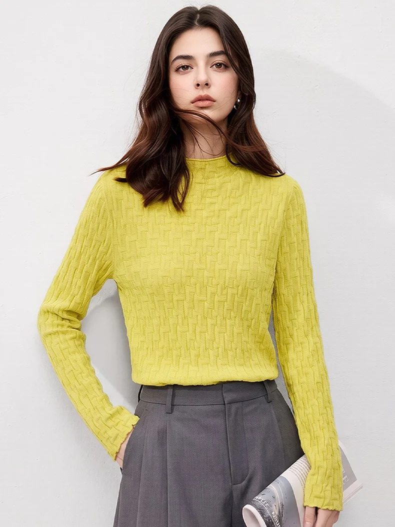 SuyaDream, Women Heavy Weight Heather Yarn Brushed Wool Sweater, Crew Neck Lazy Fit Soft Warm Knit Pullover for Fall Winter