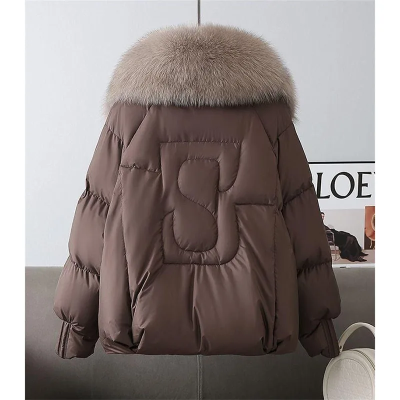 

2025 New Cotton Jacket Parka Winter High-end Down Cotton Coats Thick Fur Collar Korean Version windproof Warm Bread Coat Parkas