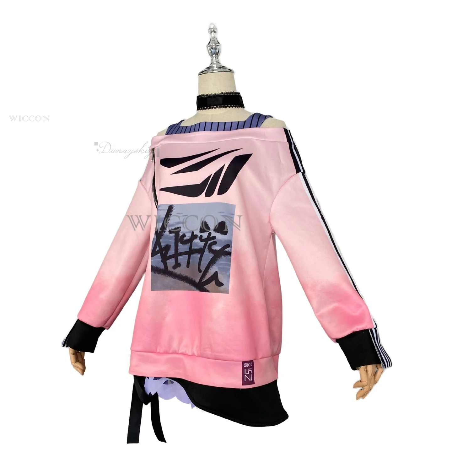 PJSK Akiyama Mizuki الزي اليومي تأثيري خارج الكتف أعلى الوردي شعر مستعار هالوين دور اللعب كوميك كون