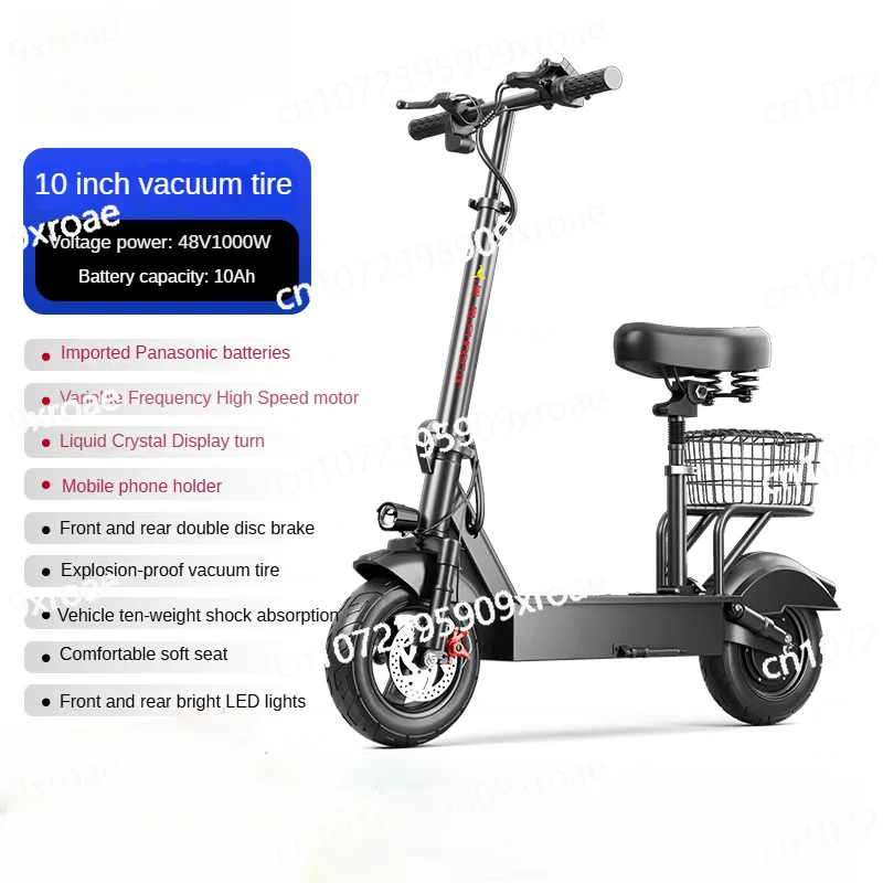 High-Power & Port Upgraded 48V Electric Scooter with Seat Foldable Design Adult Commuting Delivery 2-Wheel Mini E-Scooter