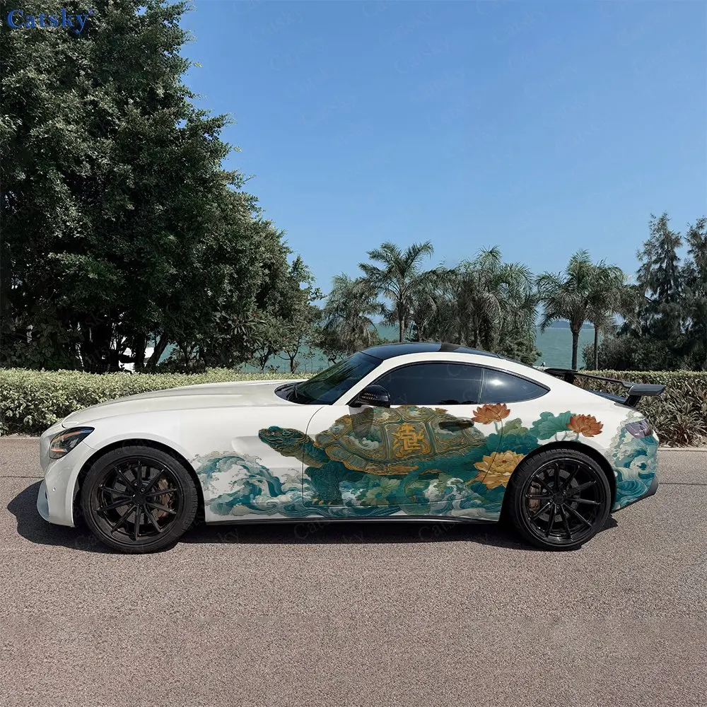 2pcs Turtle Divine Beast, Durable, Fade-resistant, Enhance Vehicle Aesthetics With Bold Artistic Design Car Vinyl Wraps