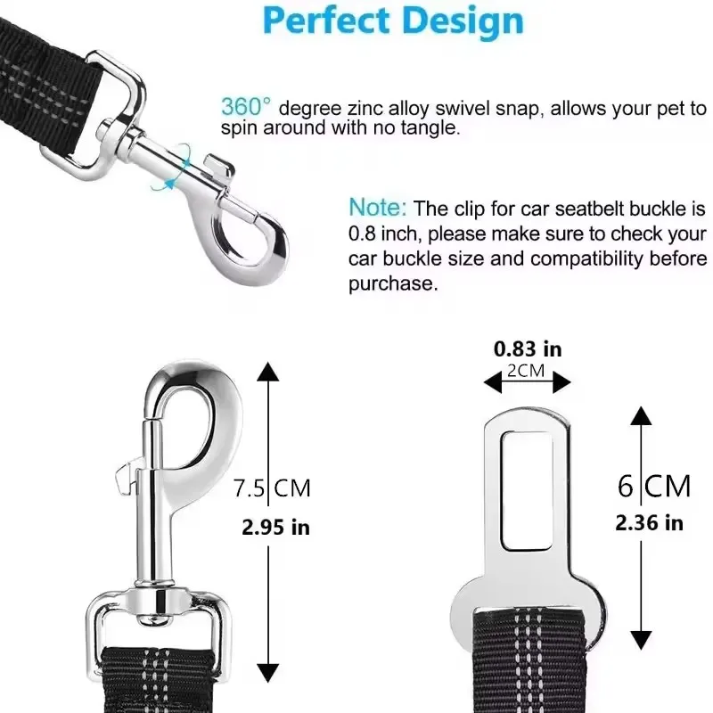 Scalable and Adjustable Pet Seat Belt Elastic Nylon Car Mount Rope Durable Traction for Small Dogs Wagon Safety Rope image 3