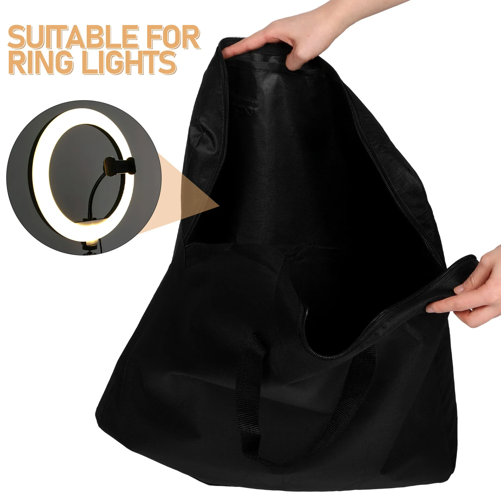 Bolsa de almacenamiento de anillo de luz de 18 pulgadas, funda protectora portátil para equipo Vlog, almacenamiento con cremallera, accesorios de fotografía