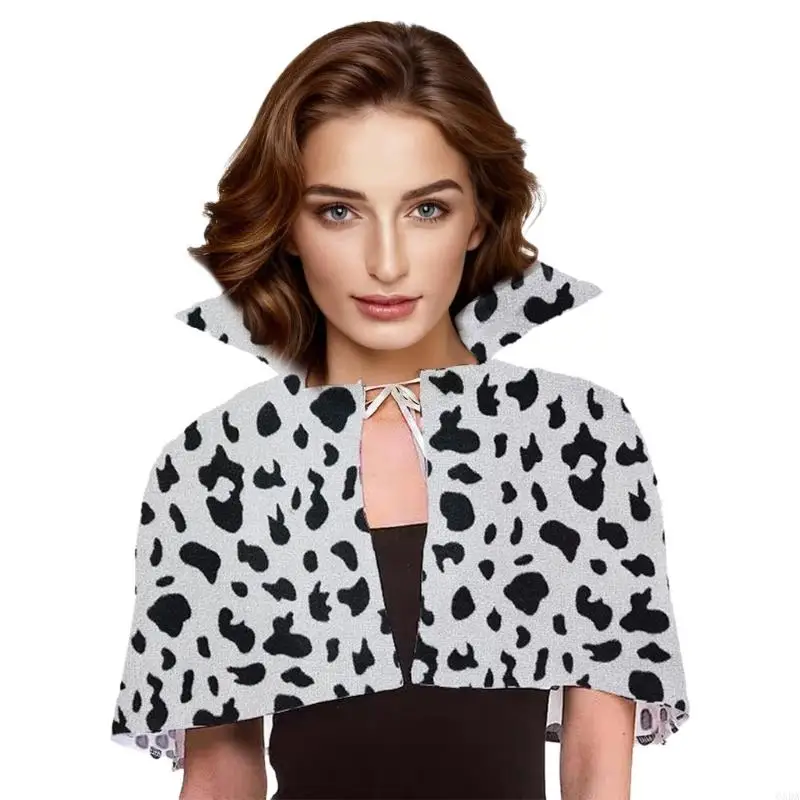 Stylish Capes For Carnivals Fashion Stand Collar Animal Print Costume 6XDA
