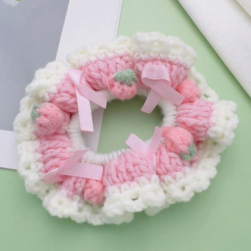 Delicate Yarn Crochet Hair Ornament Hair Scrunchie for Weddings and Parties DXAA