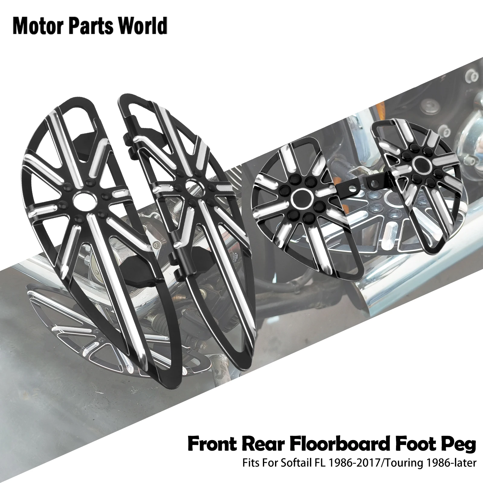 Motorcycle Front Rear Footrest Flooroard Driver Passenger Footpegs For Harley Touring Electra Street Glide FLHTK Dyna Softail