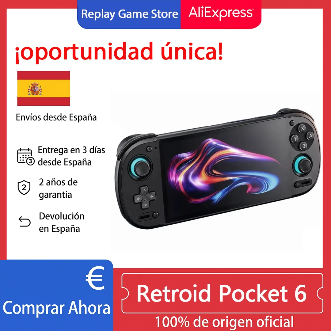 Console portatile per giochi Android Retroid Pocket 6 RP6, schermo AMOLED da 5,5" 1080P 120Hz, processore Snapdragon 8 Gen 2, batteria da 6000mAh, grilletti con sensore Hall, dispositivo portatile per