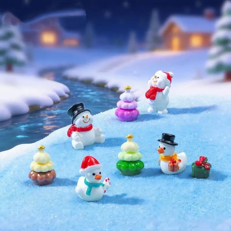 【MA】Mini Christmas Resin Figurines Cute Cartoon Design Vivid Details For Garden Desktop Decor And DIY Holiday Craft Projects
