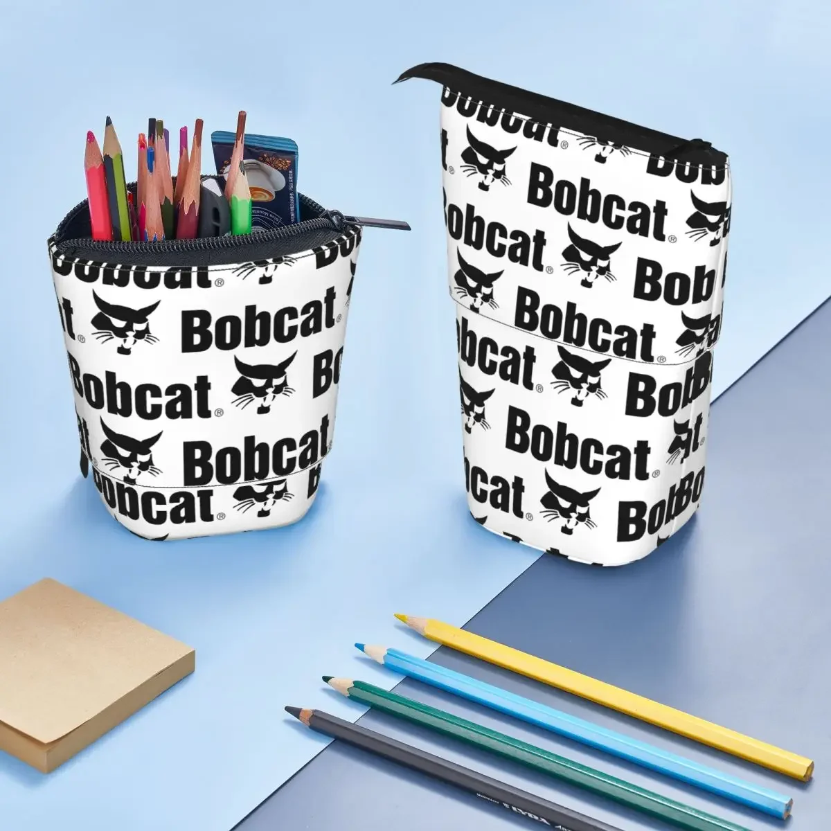 Bobcat Logo Reversible Pencil Case for Kids School Pen Box Pencil Bag Stationery Supplies Pen Holder Bag