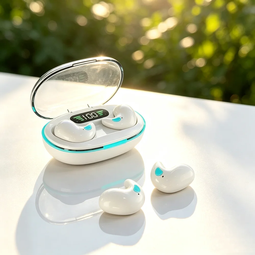 Wireless Earbuds BT 5.3 Sleep Earbuds in Ear Touch Screen Headphones LED Power Display Ear Buds for Side Sleepers