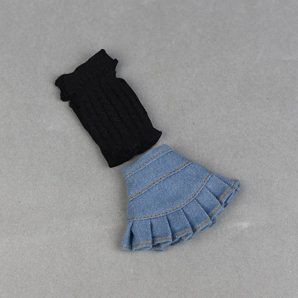 Puppenzubehör Moderner Stil Puppenkleidung Pullover Jeans Puppenoutfit Tops Wolle Exquisites Puppenrockkleid für Blyth