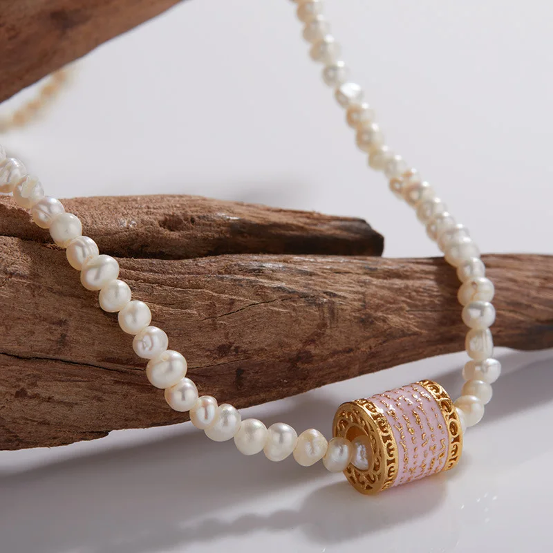 

Fresh and Girlish Pink Accessoriess925Sterling Silver Necklace Natural Freshwater Pearl Queen Fashion Necklace
