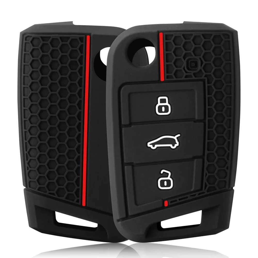

For VW Polo Golf 7 for Skoda Octavia Kodiaq Karoq for SEAT Ateca Leon Key Cover Shell 2016-2018 3 Buttons Silicone Key Fob Case