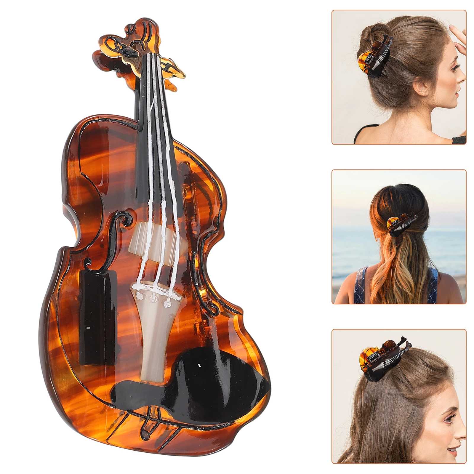 

Cello Clip Acetate Big Jaw Claw Shark Design Durable Novelty Hair Accessories For Women Girls Music Lovers Hair Claw Clip