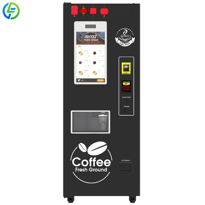 Customized Commercial Smart Coffee Vending Machine Fully Automatic Fresh Bean Brewing 24H Touch Screen Multiple Payment