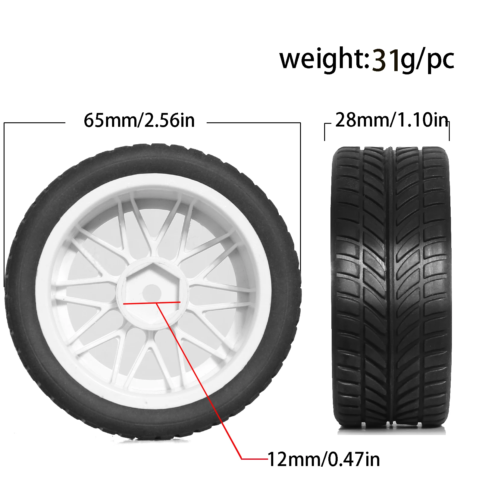 1/10 RC Car Rally Racing Wheels Tires On Road Car Rubber Tyres 12mm Hex for HPI KYOSHO Tamiya XV02 XV01 TA06 TT01 TT02 PTG2