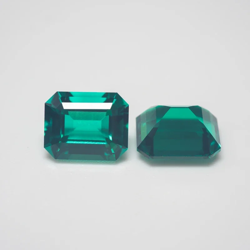 Lab Grown Columbia Emeralds Size 10x12mm Hydrothermal Hand Emerald Cut With Cracks Inclusions Inside Selectable AGL Certificate